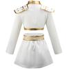 Children Idol Performance Costume White Gold Shoulder Top Chain Skirt Set For Stage Show Halloween Carnival Fancy Dress Party