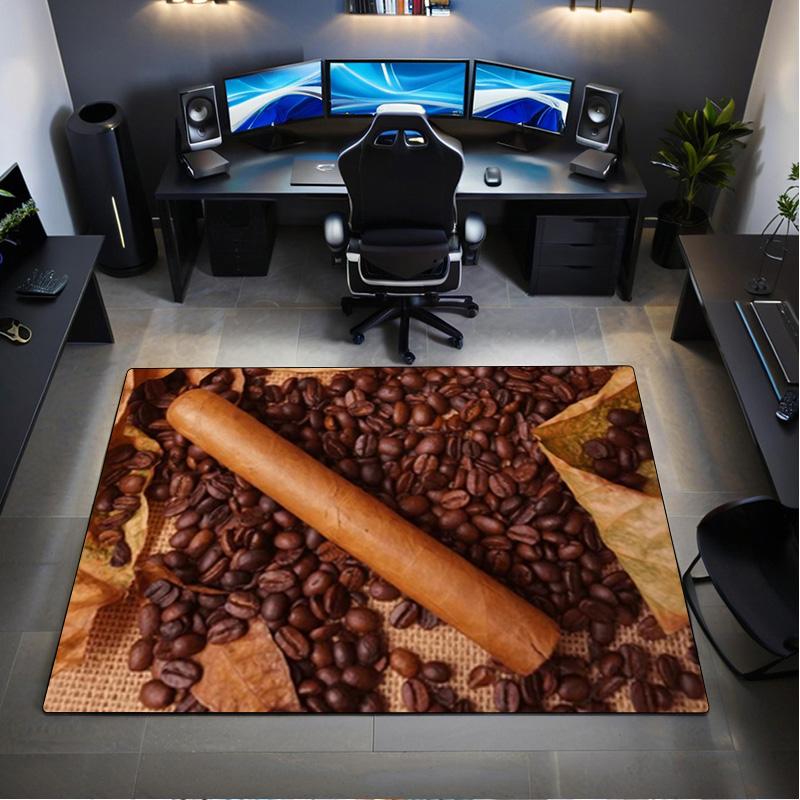 1Pc Cigar Coffee Beans Pattern Rug - Home Decoration Carpet For Living Room Bedroom Flooring Computer Chair Area Rug