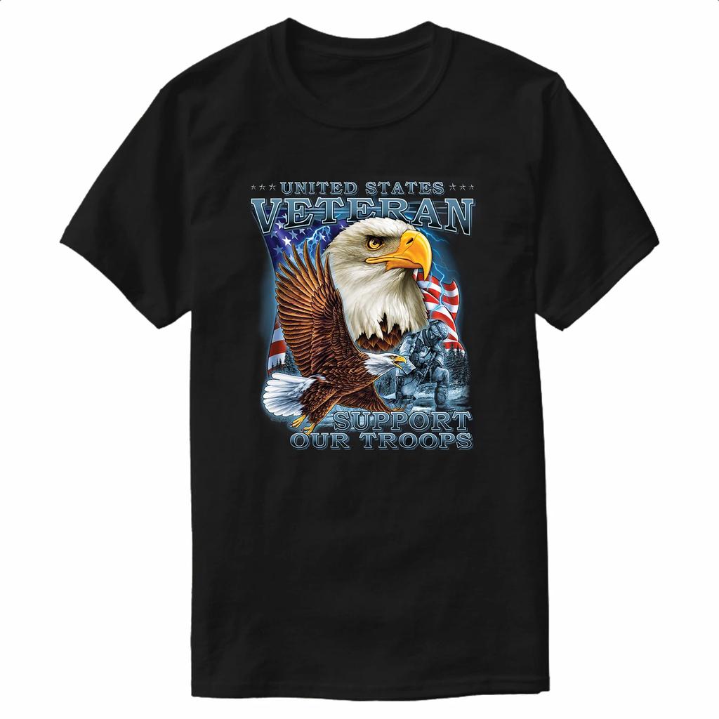 Support Our Troops US Veteran Gift TShirt 100 Cotton ONeck Summer Short Sleeve Casual Mens Tshirt Size S3XL