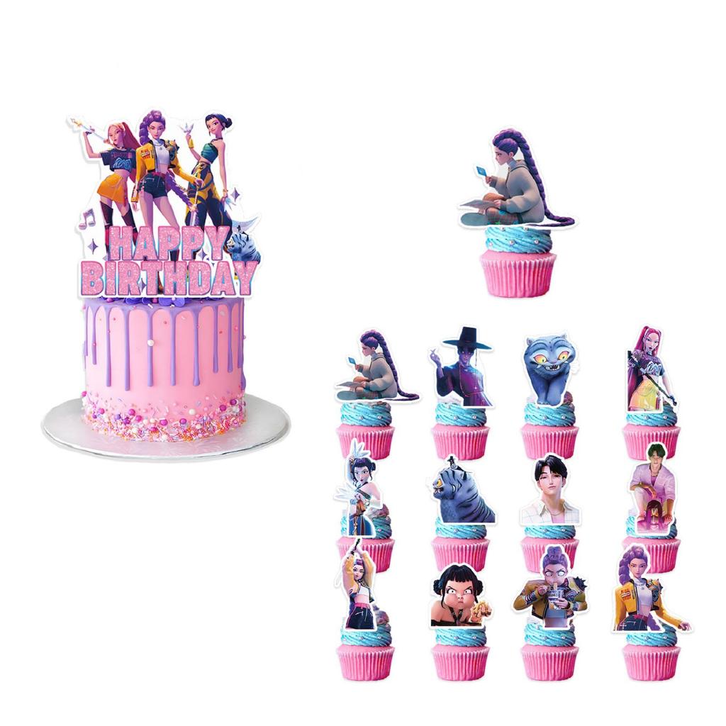 Birthday Theme Party Decoration Banner Pull Flag Cake Flag Balloon- Set
