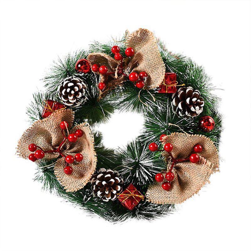 Beautifully Crafted Christmas Wreath Featuring Pine Cones And Elegant White Accents For Your Home
