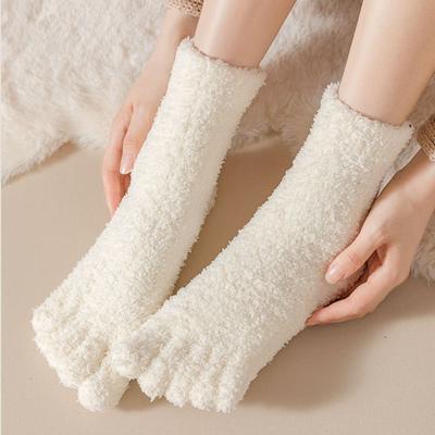 Winter Five Toe Fleece Socks Thickened Warm Floor Socks Women Five Toe Plush Socks  Autumn