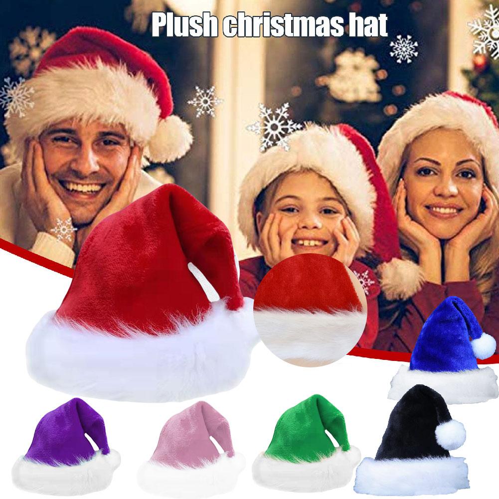 Christmas Decorative Products Santa Claus Hat Christmas Long Plush Thickened Red Gift Hat Adult Children Plush Christmas Hat