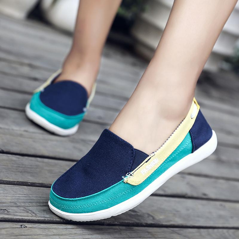 Mode Frauen Leinwand Freizeitschuhe Loafers Slip On Driving Schuhe Mokassins Frauen Wohnungen Schuhe