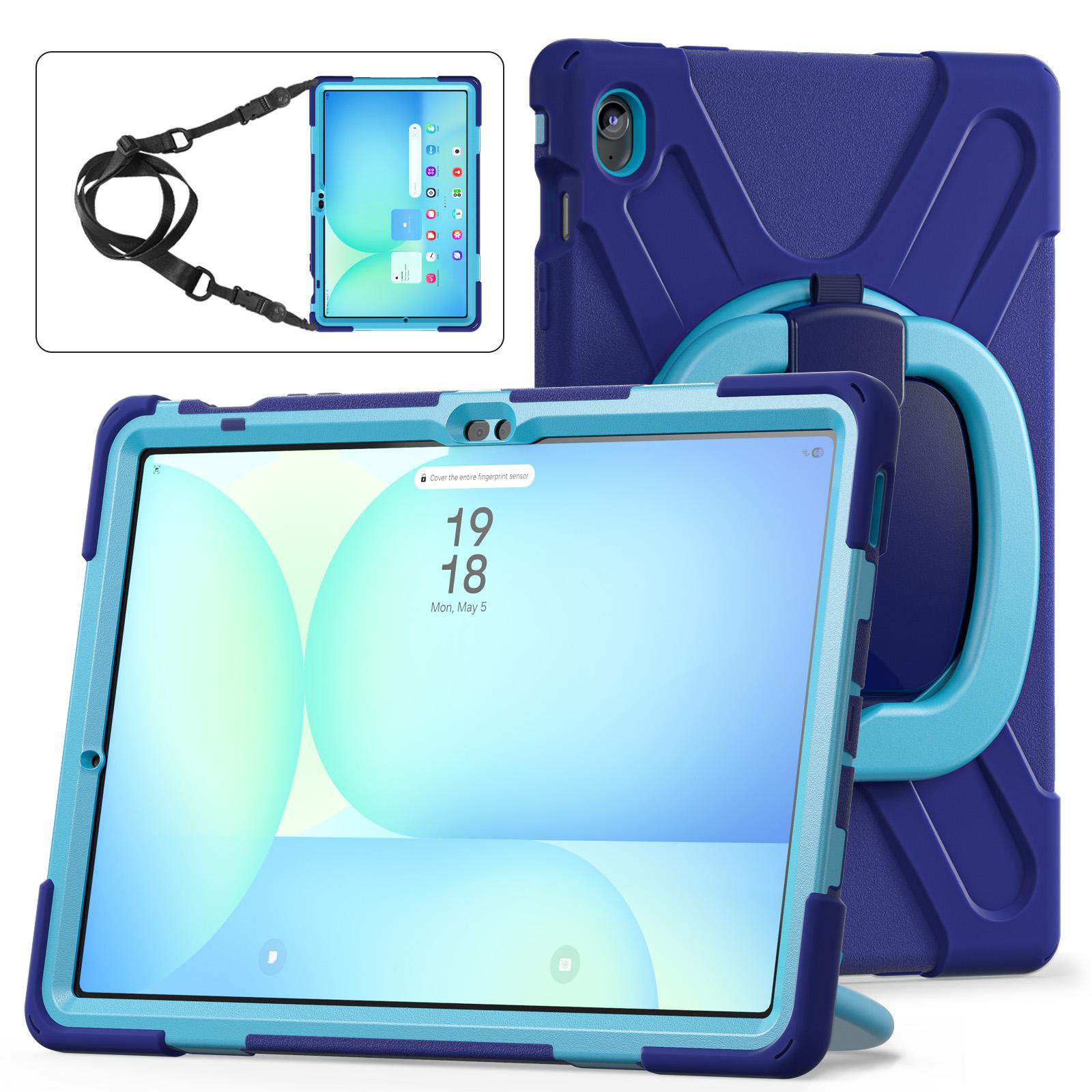 

360 Rotating Kids Case for Samsung Galaxy Tab S10 FE Plus 2025 13.1 Inch SM-X620 SM-X626B Armor Stand Cover with Shoulder Strap S10FE Plus X620 X626