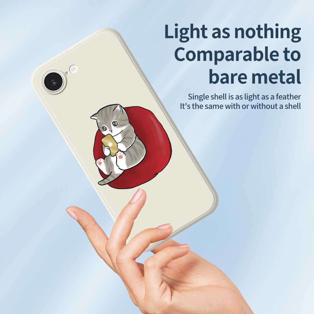 For iPhone 16e Case Casual Cat Pattern Printing Straight Edge TPU Phone Back Cover