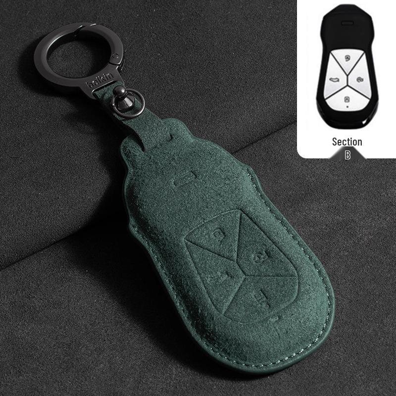 Alcantara Key Case for XPeng Models: P7, P7i, P5, G9, G6, G3, and G3i - Full Coverage with Buckle
