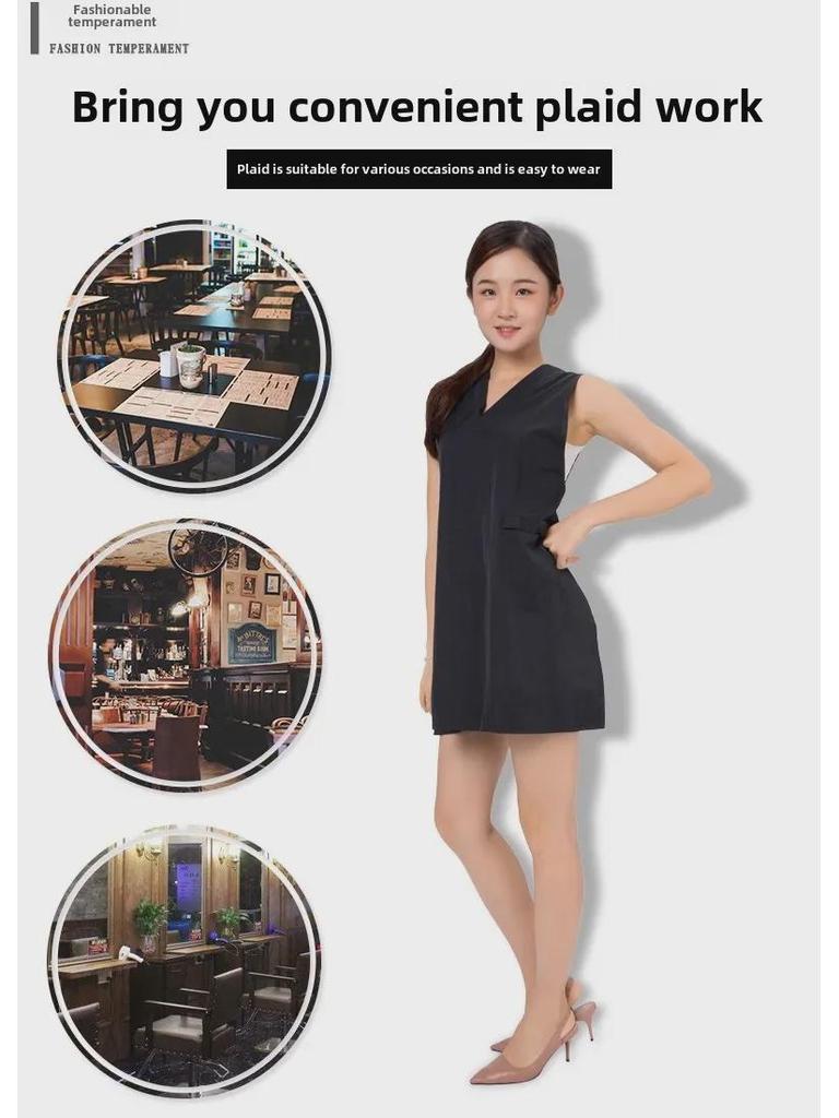 V-Neck Mesh Back Apron for Hairdressing & Makeup - Anti-Fouling Technician Bib