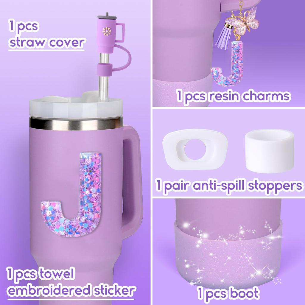 Cup Accessories Set for Stanley Handle Strap Straw Cover Charms Set Suitable for Birthday Christmas Gifts