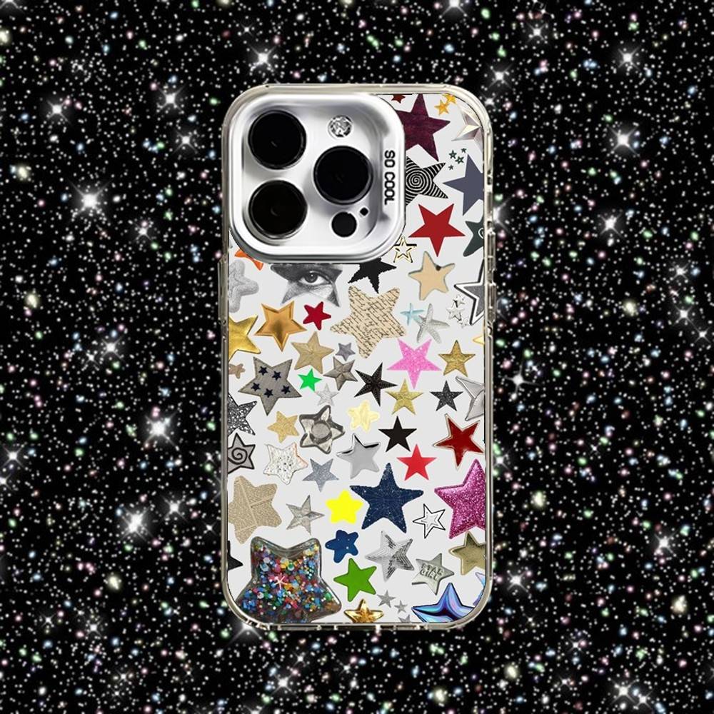 Y2k Star Phone Case For iPhone 16,15,14,13,12,11,Pro,XS,Max,Plus,Mini,SE White Candy Matte Shockproof Cover