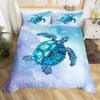 Sea Turtle Duvet Cover Ocean Reptile Tortoise Bedding Set for Boys Girls Teens Coastal Room Decor Nautical Theme Comforter Cover