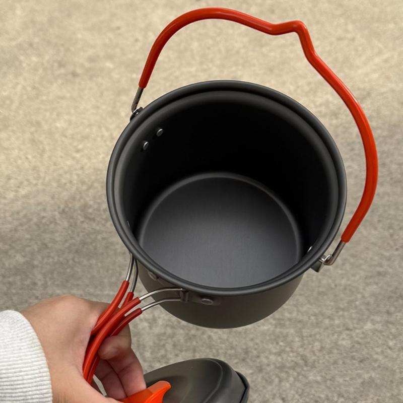 1.4L Aluminum Alloy Camping Pot with Heat Resistant Handle Cooking Pot Suitable for Outdoor Cooking Activity Use