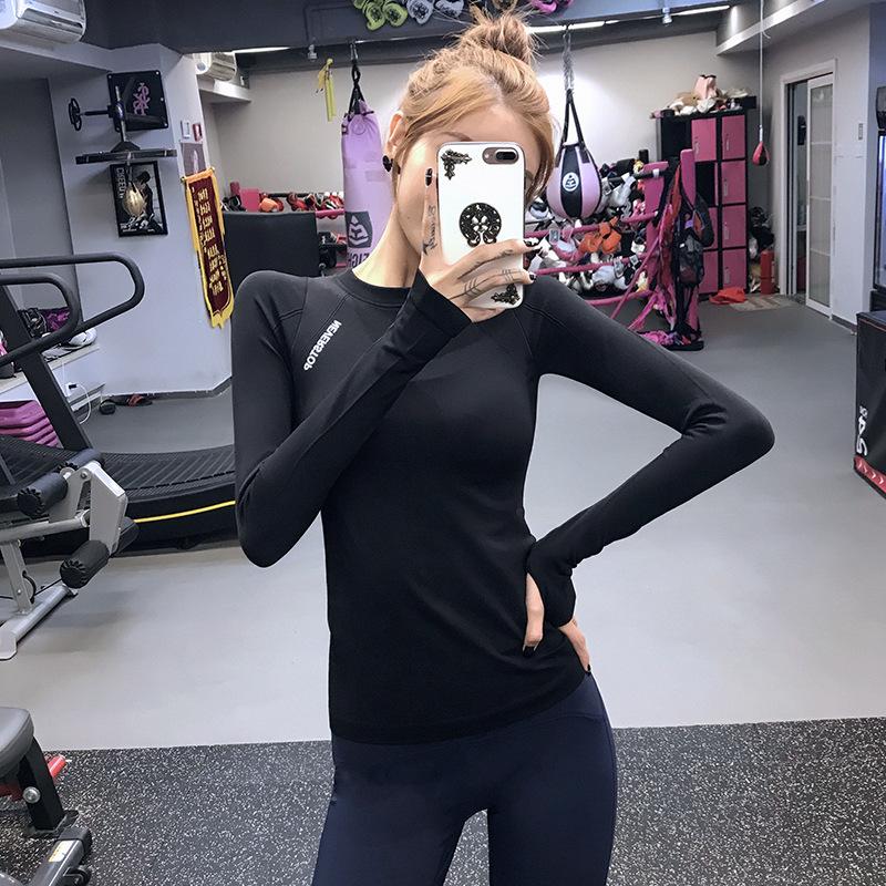 Dámský rychleschnoucí zeštíhlující fitness top s dlouhým rukávem na podzim/zimu