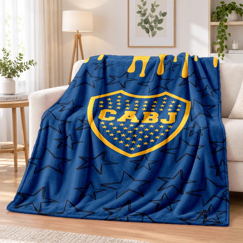 Boca Juniors Flannel Throw Blanket Soft Warm Cozy For Sofa Bed Indoor Home Bedroom Use