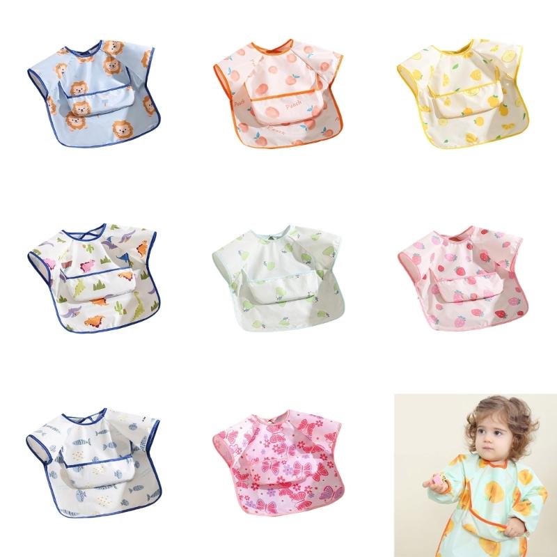 Adjustable Sleeveless Bib for Infants Baby Gentle On Skin Water Proofing Fabric Foof Catcher Pocket Design for Nursing