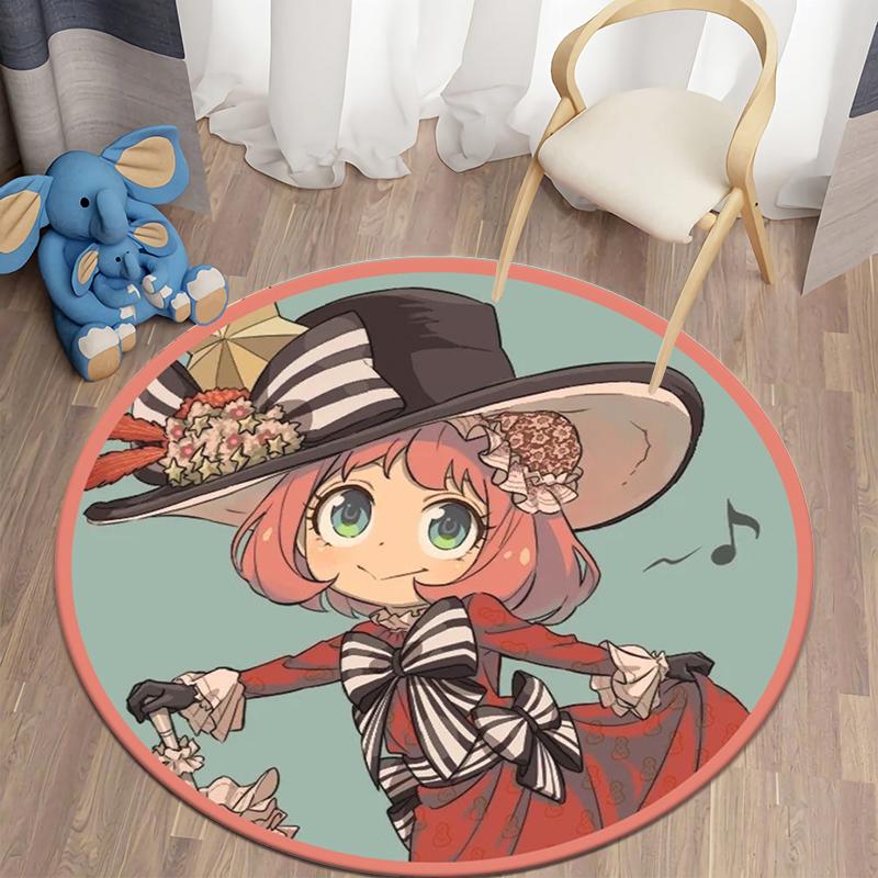 S- SPY×FAMILY Japanese Anime Cute Anya Forger Print Round Carpet.Bedroom,Balcony,Entry Door,Chair Non-slip Mat.Gift,Picnic,Rug