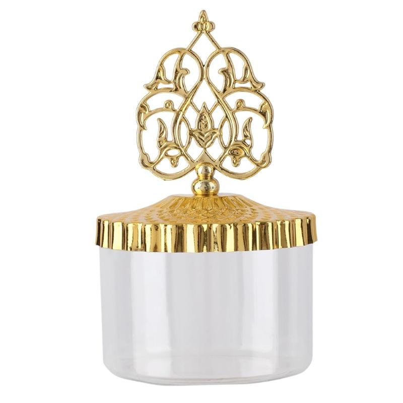 Eid Mubarak Middle Eastern Round Snack Tray Metal Plastic Ramadan Candy Nut Dessert Container Decorative Food Presentation Party