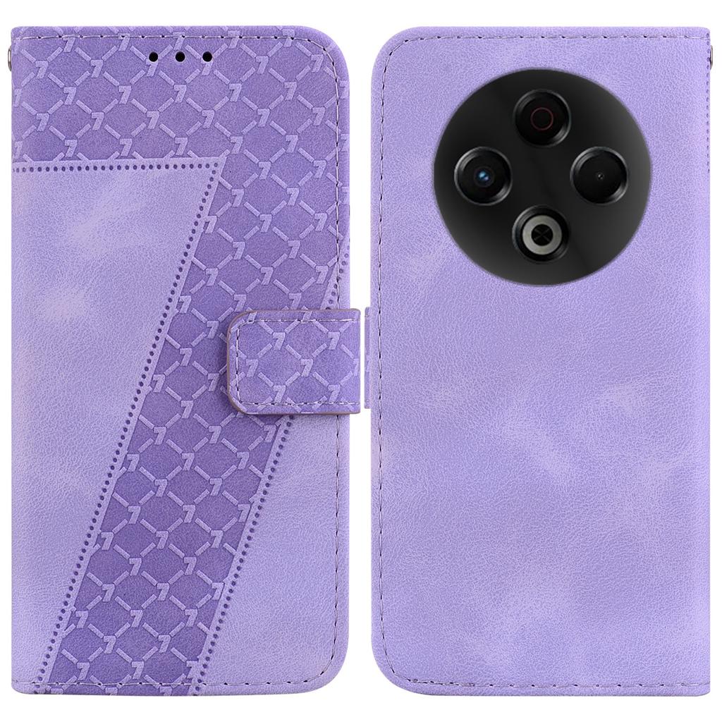 For TECNO Spark 30 4G Stand Case 7-Shaped Pattern Imprint Leather Phone Cover with Strap