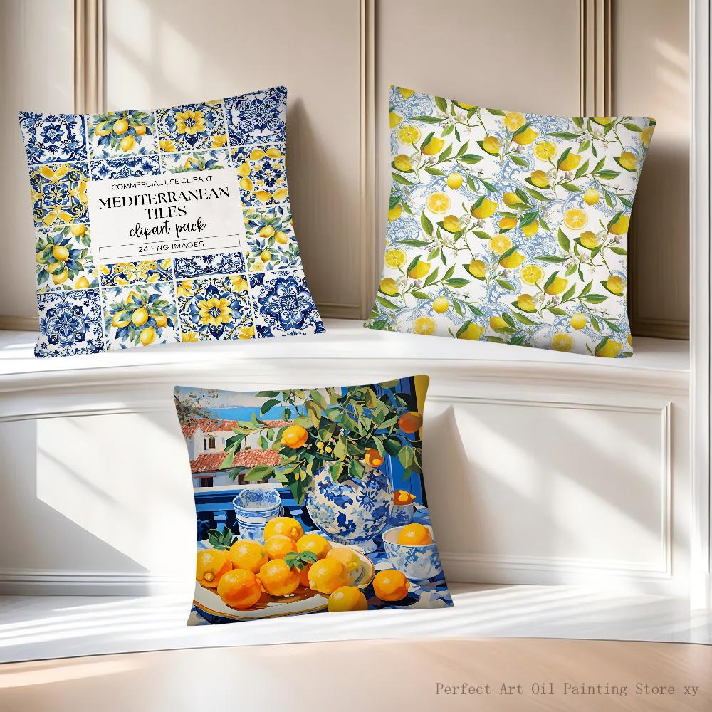 Lemon Pillow Case Square Pillow Cushion Cover Bedroom Sofa Room Decoration Casual Pillow Cover
