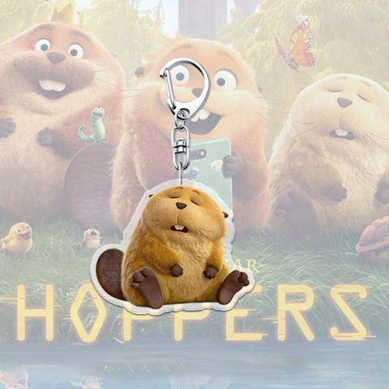 1/6Pcs Keychain Transparent Acrylic Finish Lightweight Keychain Cartoon Beaver Design Expressive Character Key Holder Bags Phone Accessories