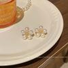 In the wind pearl flower stud earrings women spring summer gentle spice earrings simple elegant temperament ear