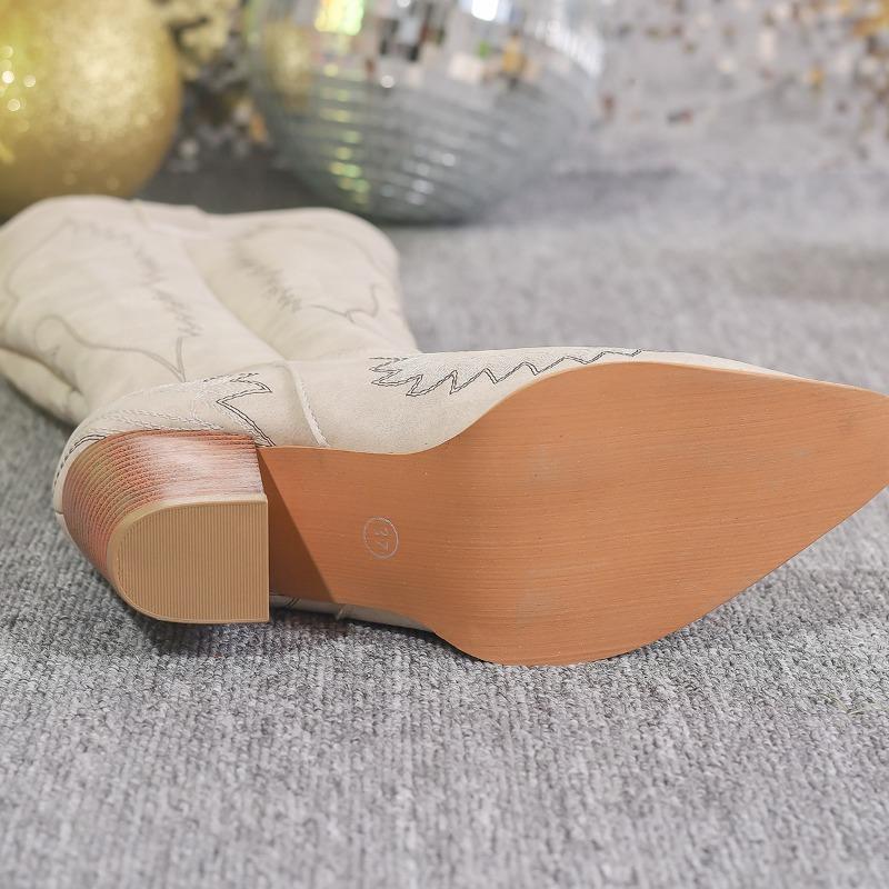 Winter Pointed Toe High Tube Block Heels Large Size Knight Boots 2024 Fashion Shoes for Women Sleeve Women Boots Botas De Mujer