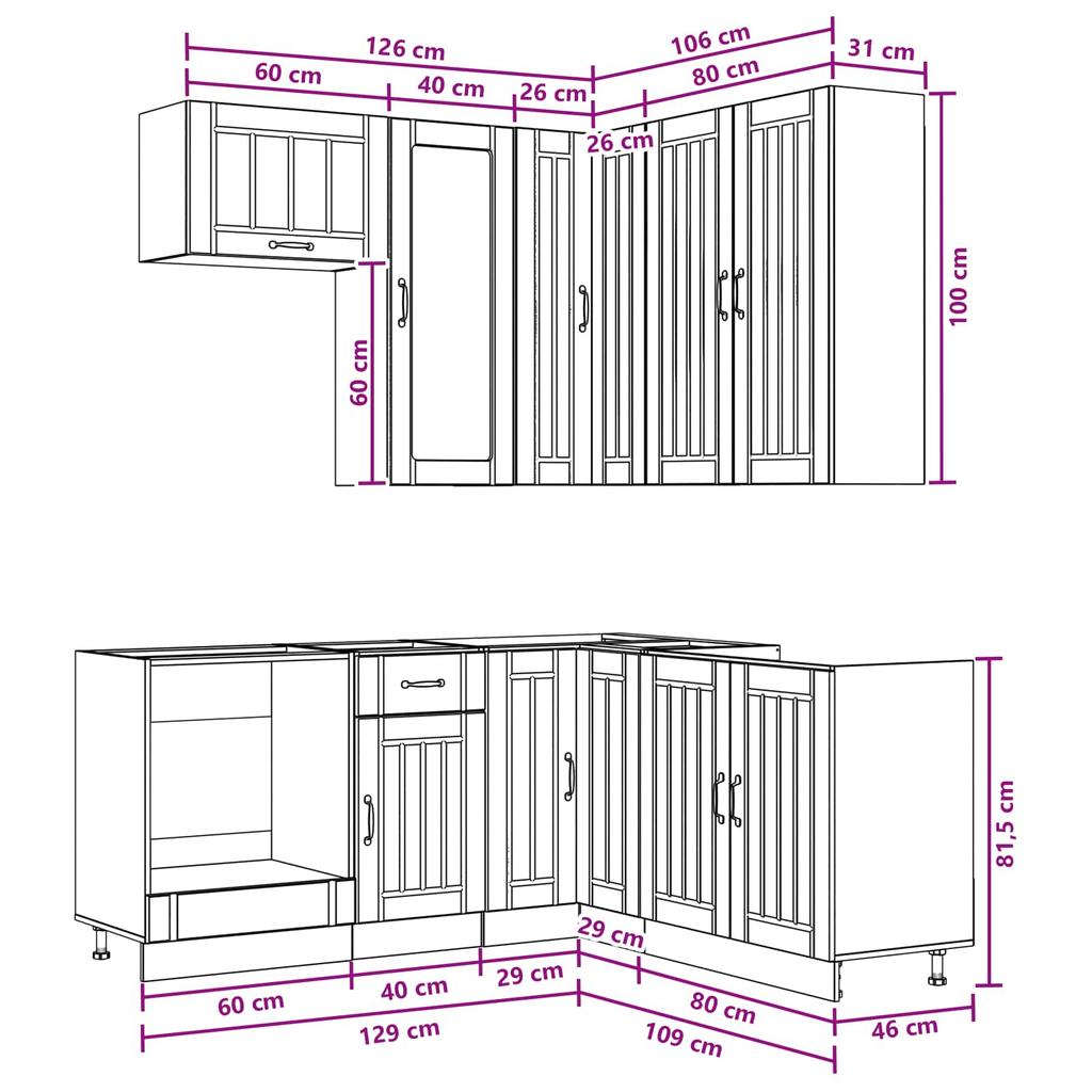 Kitchen Unit LUCCA 8 Pcs Grey Sonoma Engineered Wood