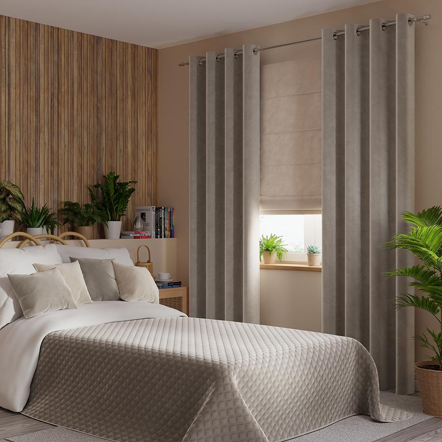 VELVI Bedspread 220x240cm - gray-beige elegance with a geometric pattern