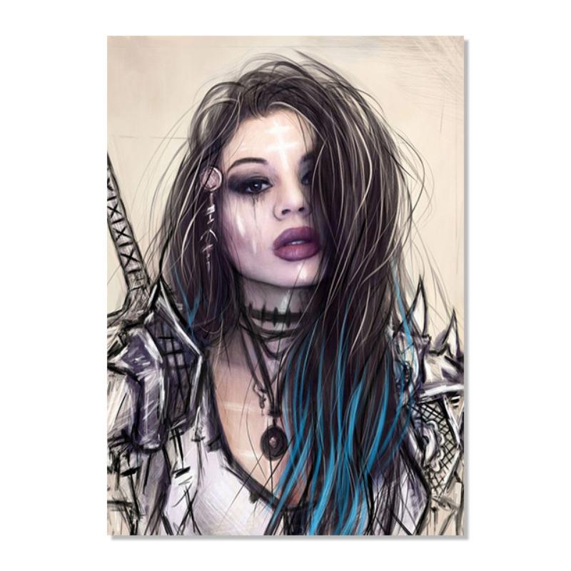 

Goth Girl Poster Gothic Women Portrait Wild Against The Dark Sinner Wall Art Picture Canvas Print Room Home Decor Painting Gifts 21cm×30cm NoFrame