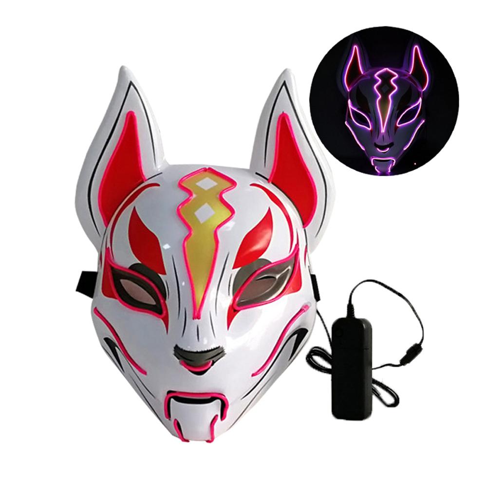 10 Color Fox Full Face Mask Neon Lights Halloween Party Led Lampshade Dark Glowing Cosplay Mask