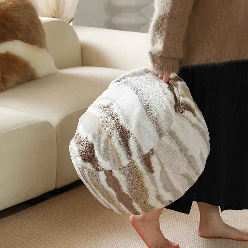 Nordic Fluffy Plush Pouf Cover Japanese Tatami Sofa Cushion Cover Unstuffed Floor Futon Meditation Cushion Cover No Fillings