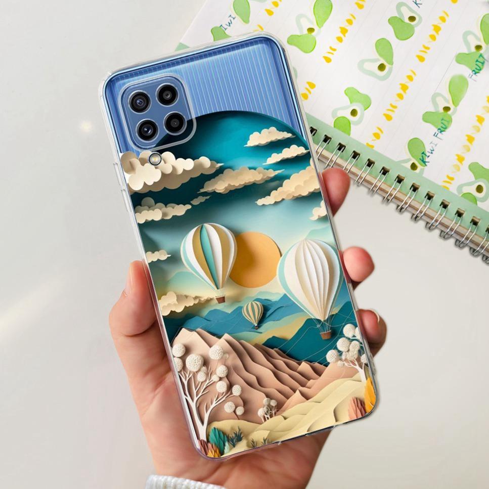 For Samsung Galaxy M32 4G Case New Floral Print TPU Soft Silicon Cover For Samsung M32 M 32 SM-M325FV Cute Cat Phone Case Fundas