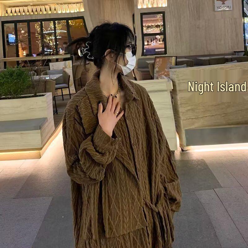 

Женская весенняя ретро-плиссированная жаккардовая блузка с завязками и длинными рукавами L кофейный