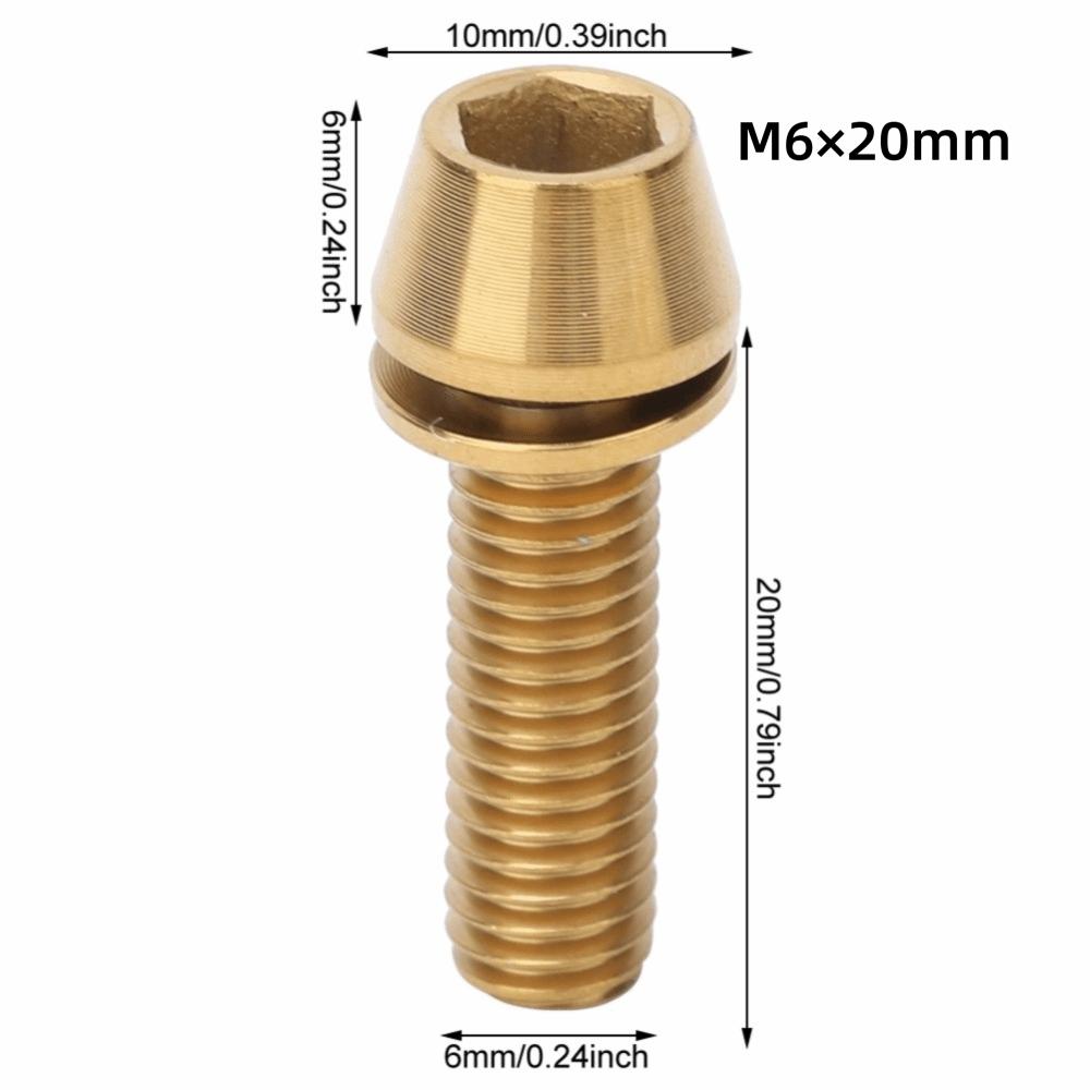 3PCS Titanium Alloy Bike  Stem Bolts Hex Tapered Head Bicycle Disc Brake Screws  Bike Maintenance
