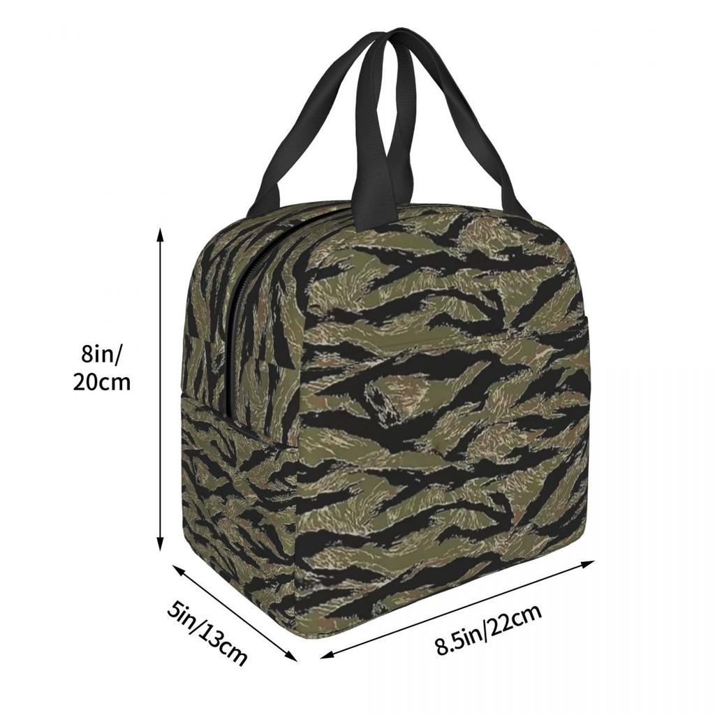 US Army Camouflage Tiger Stripe Insulated Lunch Bag for Women Office Cooler Thermal Food Box Tote Lunch Boxes Container