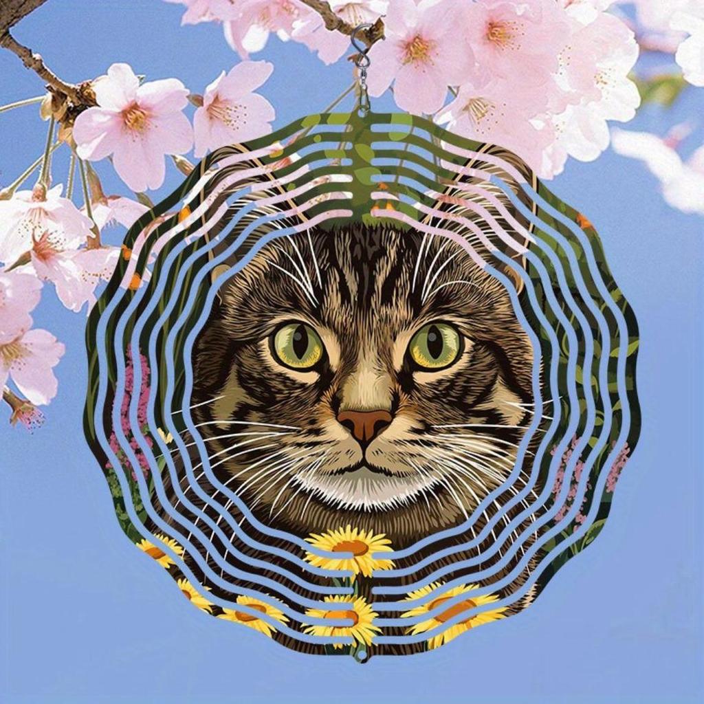 Metal Wind Chime Garden Decor Raccoon Cat Design Vibrant Colors No Batteries Needed for Patio Home Indoor Outdoor Decorative Gift