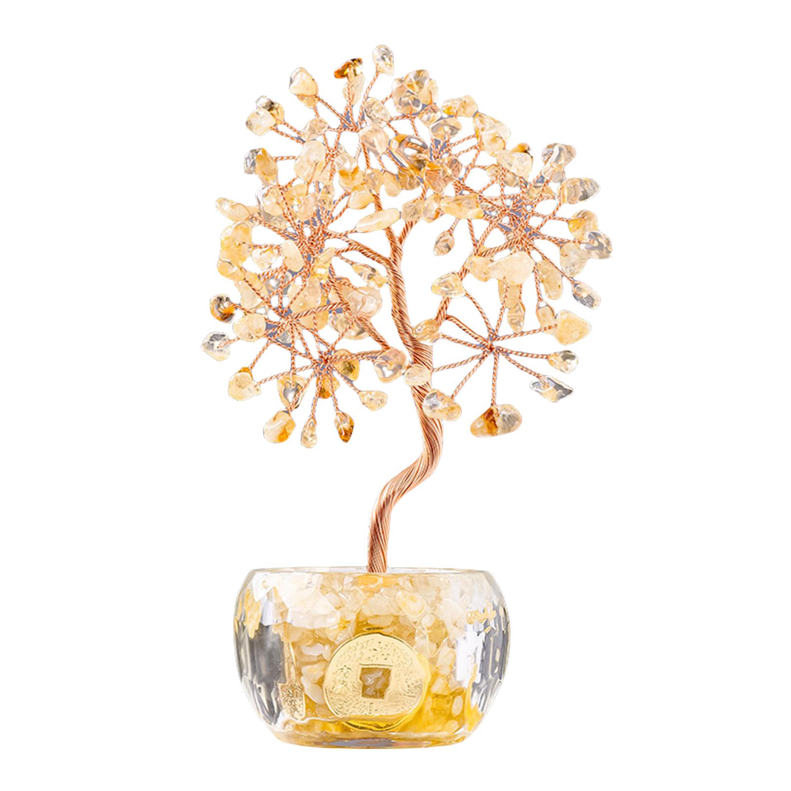 

Многоцветное хрустальное дерево в горшке Фигурка дерева богатства из хрустального камня для положительной энергии и удачи Богатство Успех 7