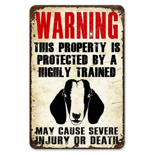 Warning This Property Is Protect By Labradoodle Dog Tin Sign Vintage Farm Decor Art Pet Lover Tin Metal Sign