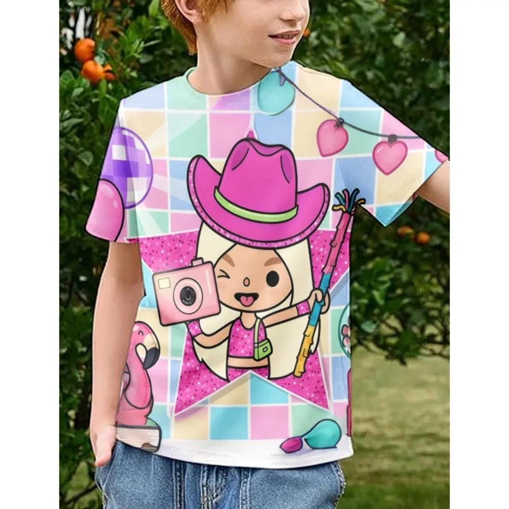 Toca Life World Children T Shirts Summer Casual O-neck Boys Childrens Clothing Fun 3D Cartoon Print Boys/girls Crewneck Tees 3D Animation T-shirt