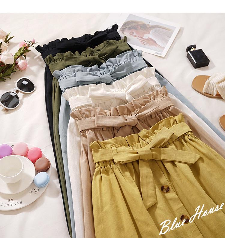 Literary High-Waist Buttoned A-Line Midi Skirt