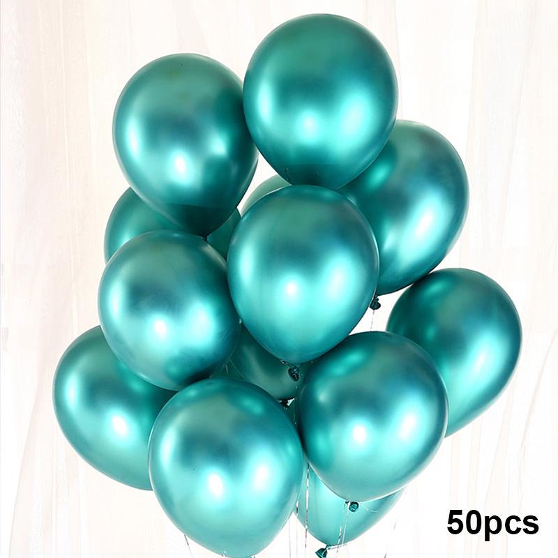 QAKGL 50 Pc Chrome Metal Color Party Decoration Balloons 12'' Latex Round Balloon Birthday Party Balloons Metallic