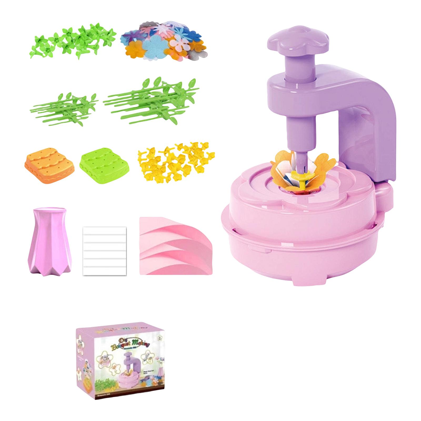 

Children Flower Craft Toy Set DIY Paper Flower Making Kit with Manual Press Tool and Various Flower Components for Creative Crafting One Size