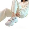 New Arrival Women's White Thick Sole Dad Shoes Genuine Leather Breathable Mesh Cutout Sport Sandals for Fashion and Comfort