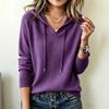 Women's Long Sleeve Knit Hoodie Pullover with Drawstring Adjustable Hood Casual Lightweight Soft Fit Sweater Top for Everyday Wear