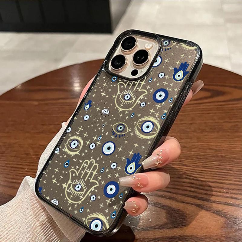 

Minimalist and Stylish White Phone Case For iPhone 17 Pro Max 16 Plus 15 14 13 12 11 7 8 17E XS X XR Evil Eye Palm Pattern Cover iPhone SE (2022)