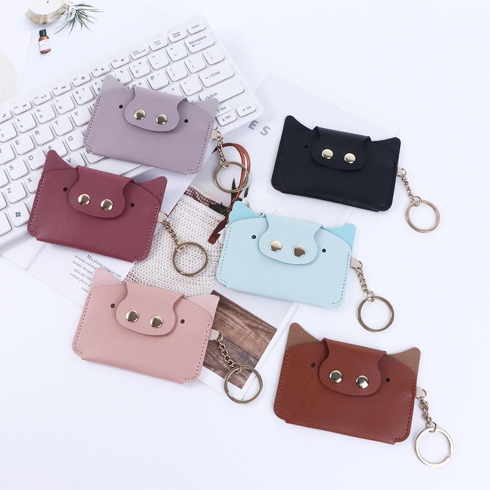 

Animal Gift Small Key Chain Wallet Buckle Girls Card Holder Cartoon Pig Wallet Student Wallet чёрный