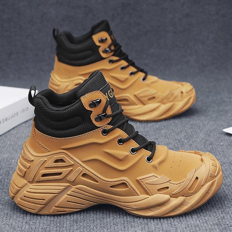 

Мужские ботинки для верховой езды Модная рабочая обувь Спортивная обувь Мужские осенне-зимние уличные повседневные кожаные ботинки Ботинки с высоким верхом 2025 Новый стиль 44