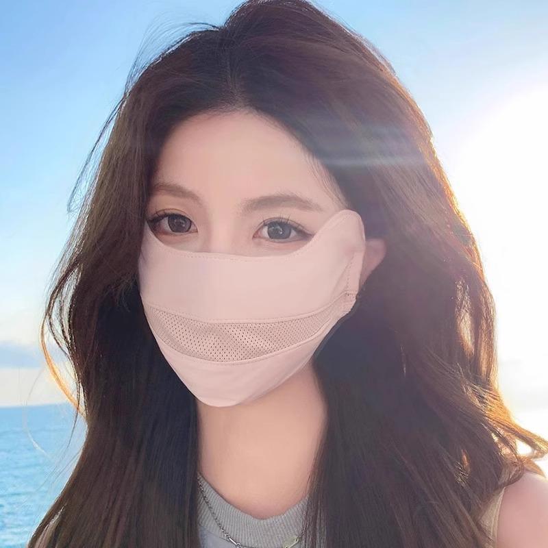 

Breathable Ice Silk Mask Anti-Uv Dustproof Sunscreen Mask Washable Face Cover Protect The Corners Of The Eyes розовый