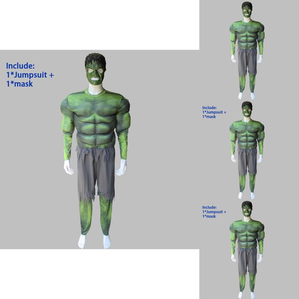 The Avengers Hulk Muscle Mask Costume Vibrant Green Outfit For Themed Parties And Events