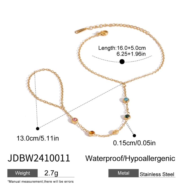 Vibrant Colored Zirconia Adjustable Finger Chain Sturdy Sophisticated Jewelry Gift For Party Wedding